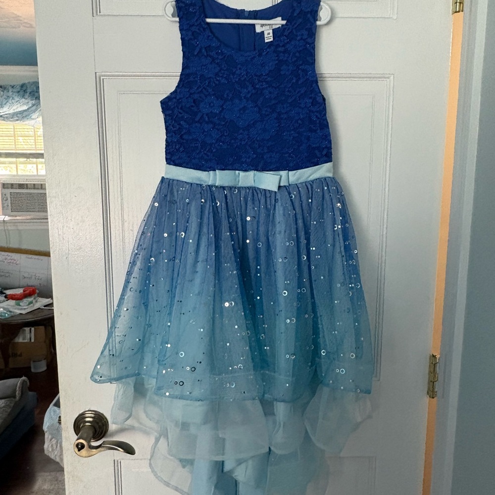 Girls Speechless Royal Blue Lace & Light Blue Sequin Tulle Dress
